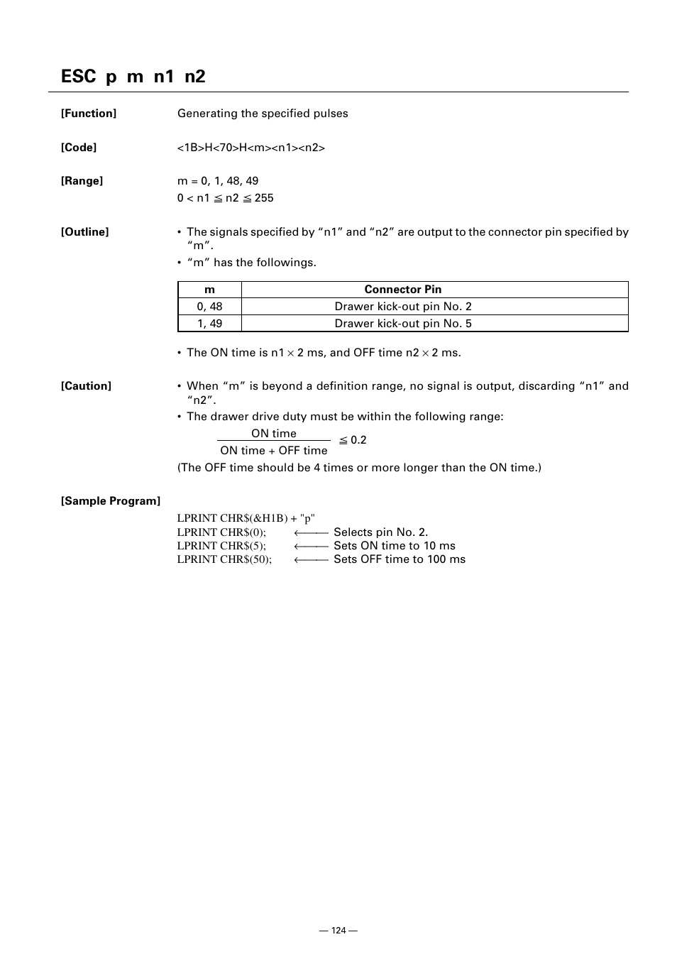 Esc p m n1 n2 | CITIZEN CT-S300 User Manual | Page 129 / 158
