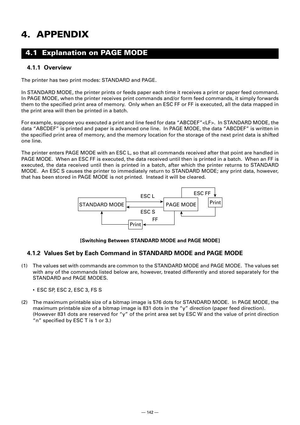 Appendix, 1 overview, 1 explanation on page mode | CITIZEN CT-S300 User Manual | Page 147 / 158