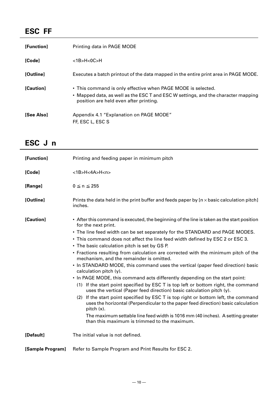 Esc ff, Esc j n | CITIZEN CT-S300 User Manual | Page 15 / 158