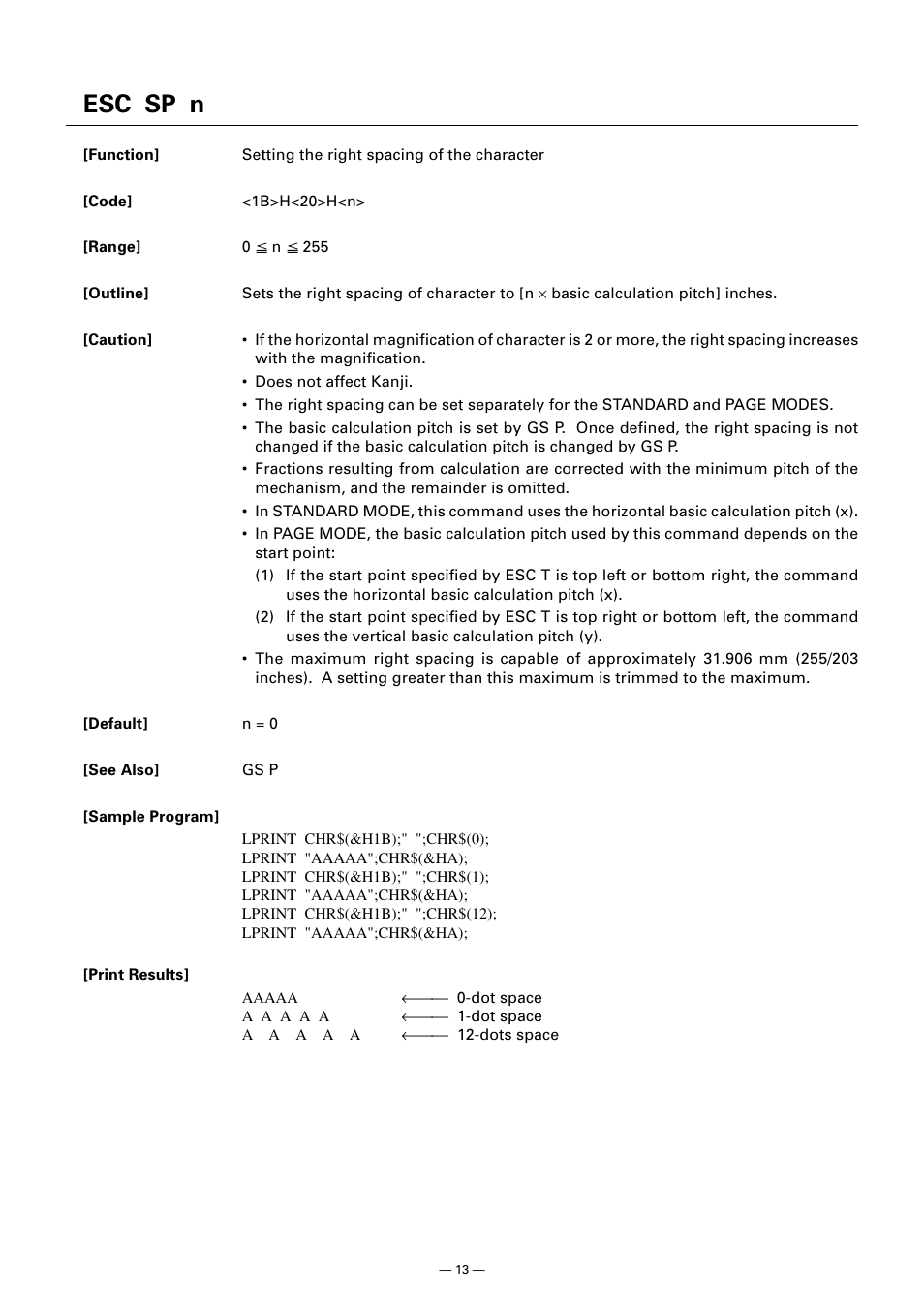 Esc sp n | CITIZEN CT-S300 User Manual | Page 18 / 158