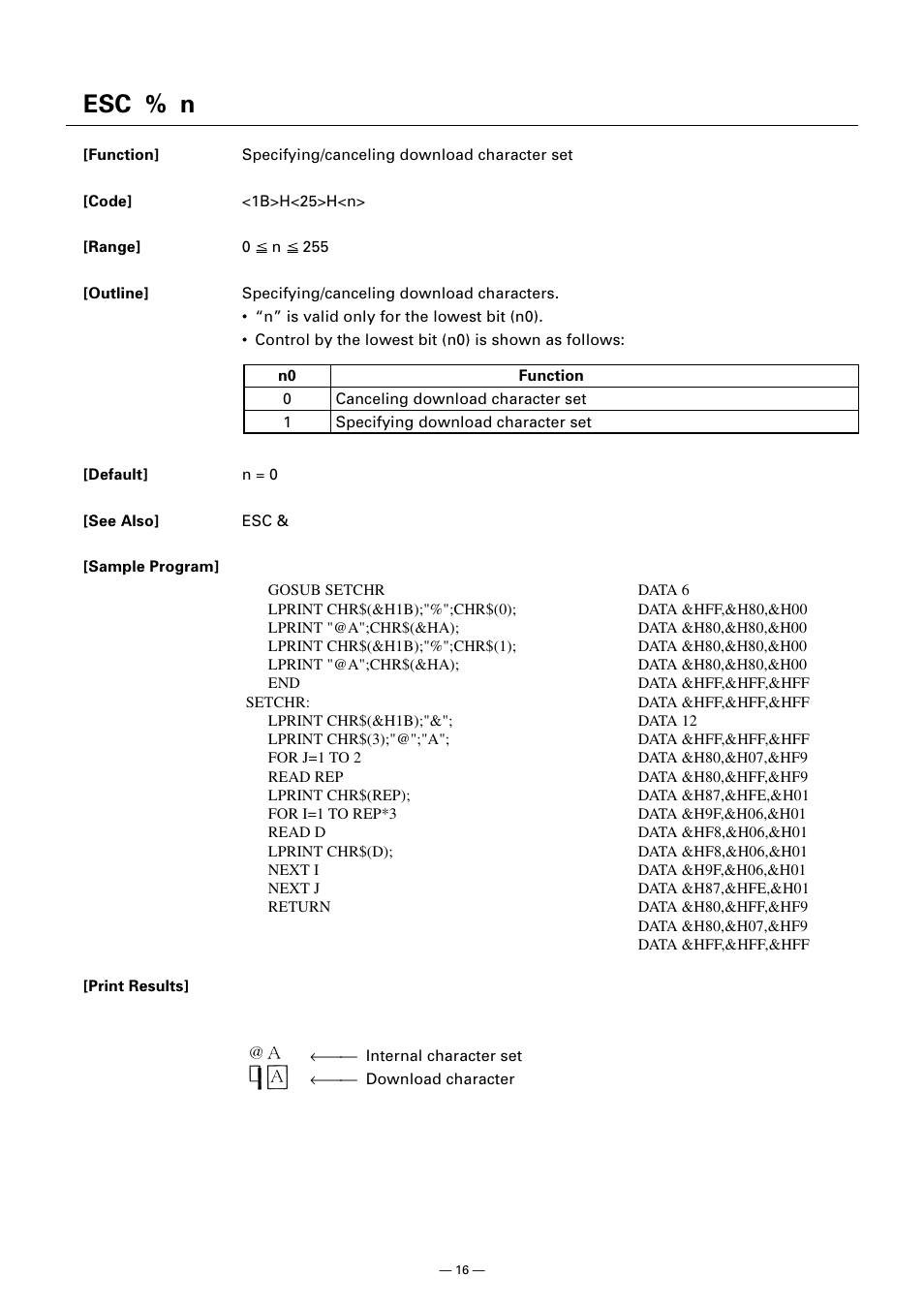 Esc % n | CITIZEN CT-S300 User Manual | Page 21 / 158