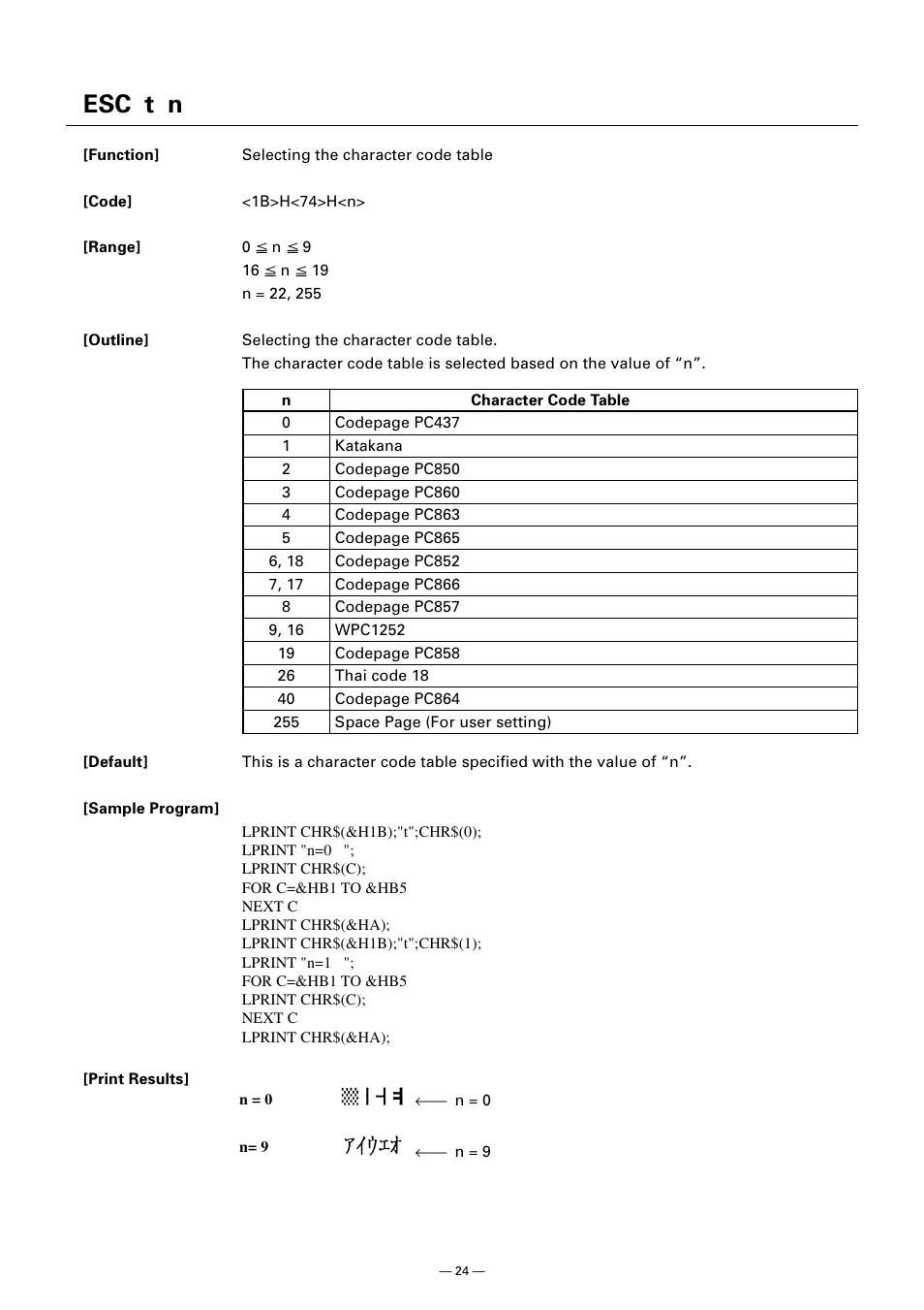 Esc t n | CITIZEN CT-S300 User Manual | Page 29 / 158