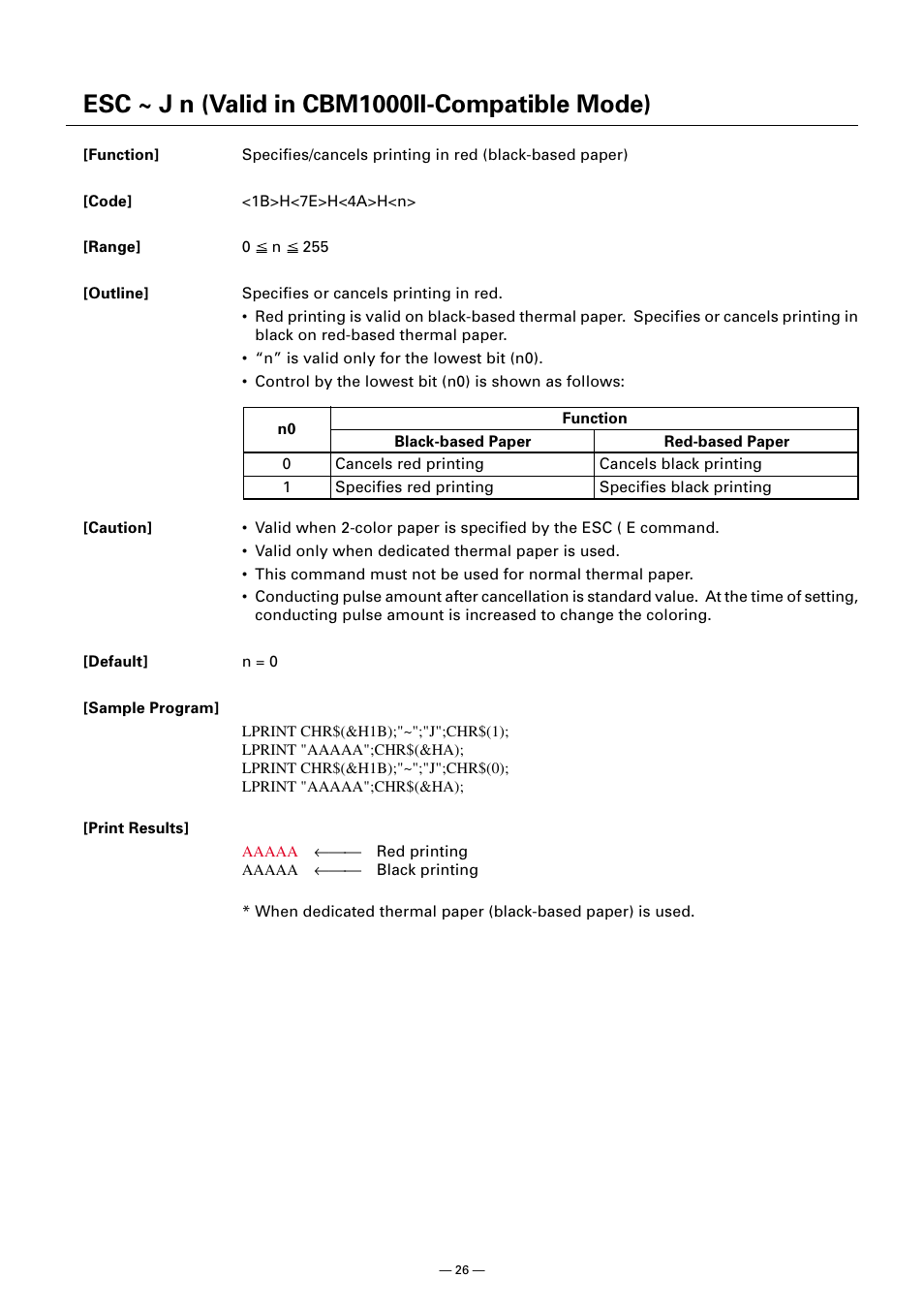 Esc ~ j n (valid in cbm1000ii-compatible mode) | CITIZEN CT-S300 User Manual | Page 31 / 158