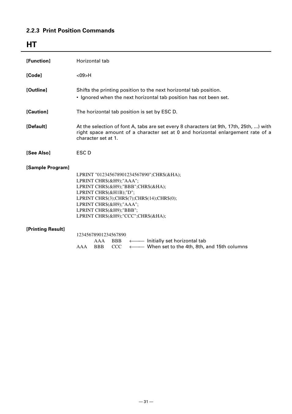 3 print position commands | CITIZEN CT-S300 User Manual | Page 36 / 158