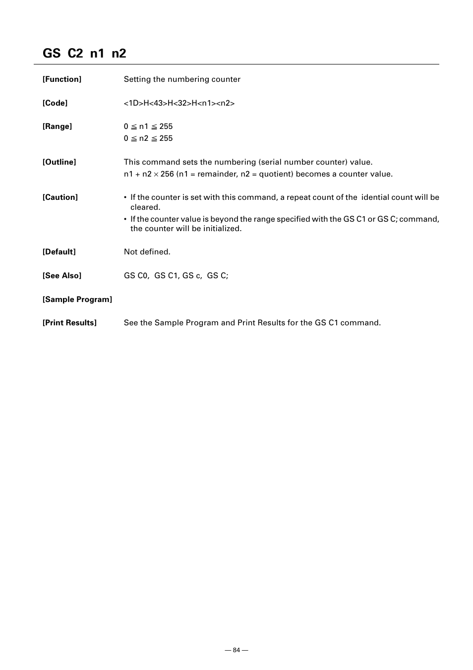 Gs c2 n1 n2 | CITIZEN CT-S300 User Manual | Page 89 / 158