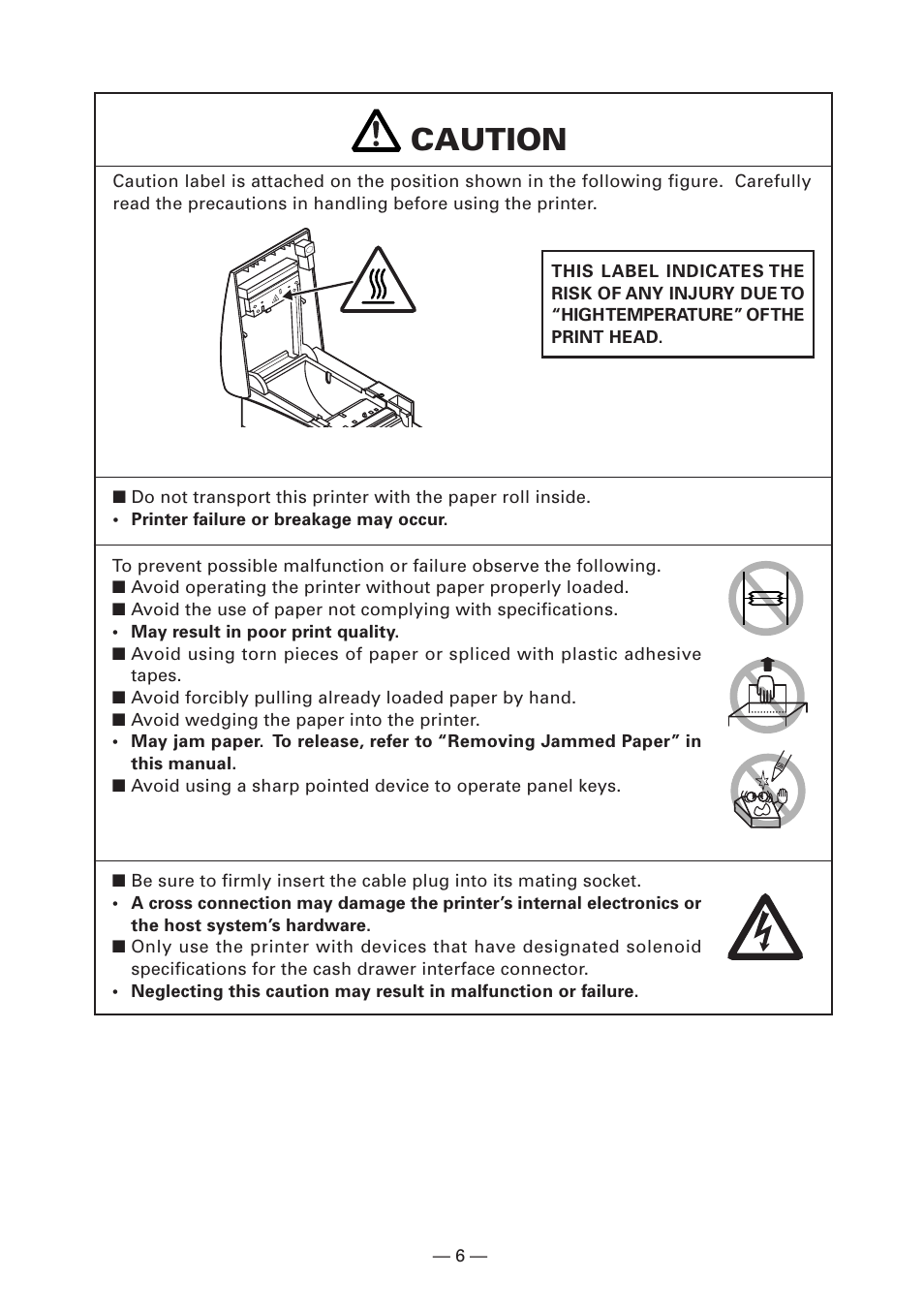 Caution | CITIZEN CT-S2000 User Manual | Page 9 / 36