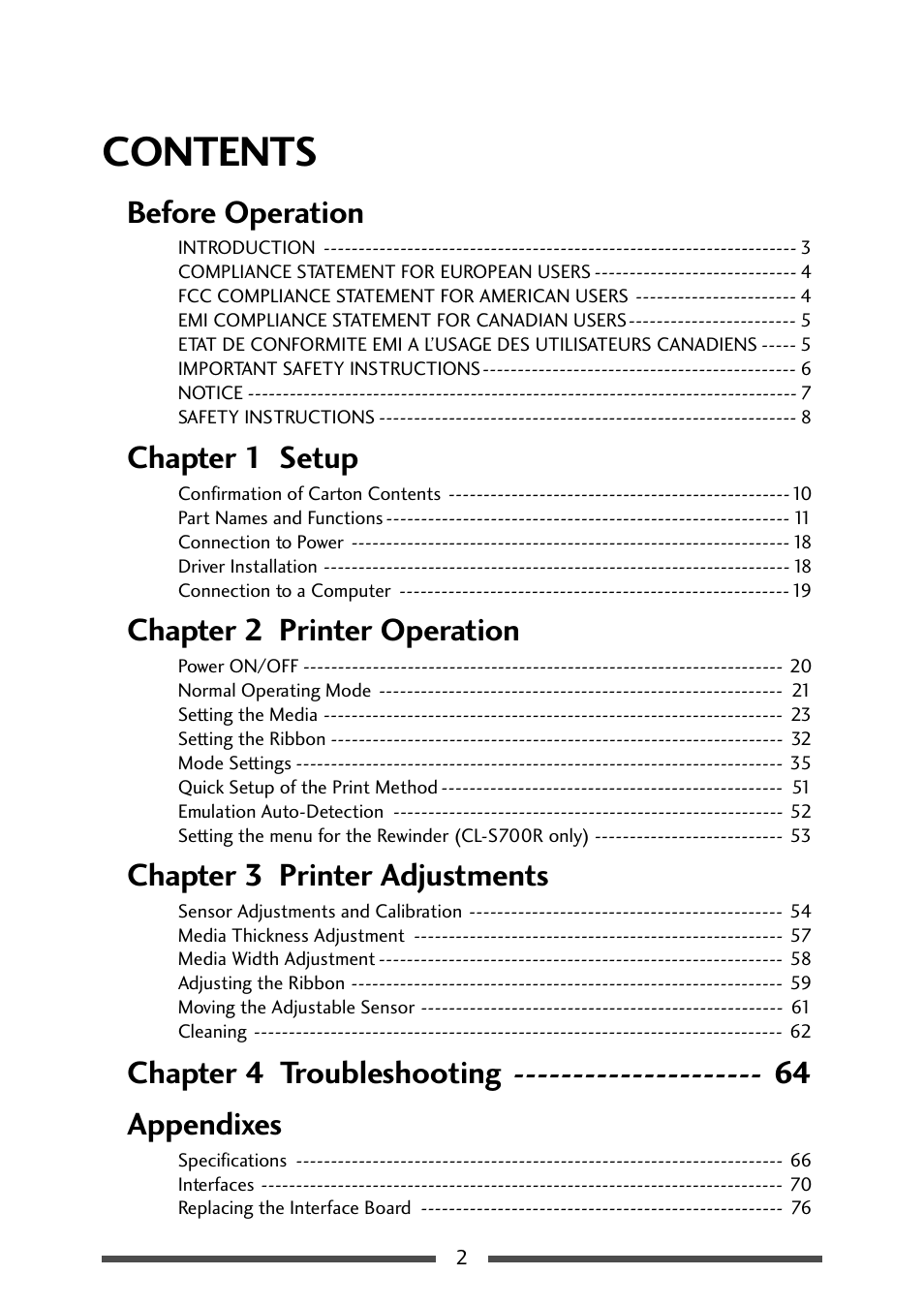 CITIZEN CL-S700 User Manual | Page 2 / 80