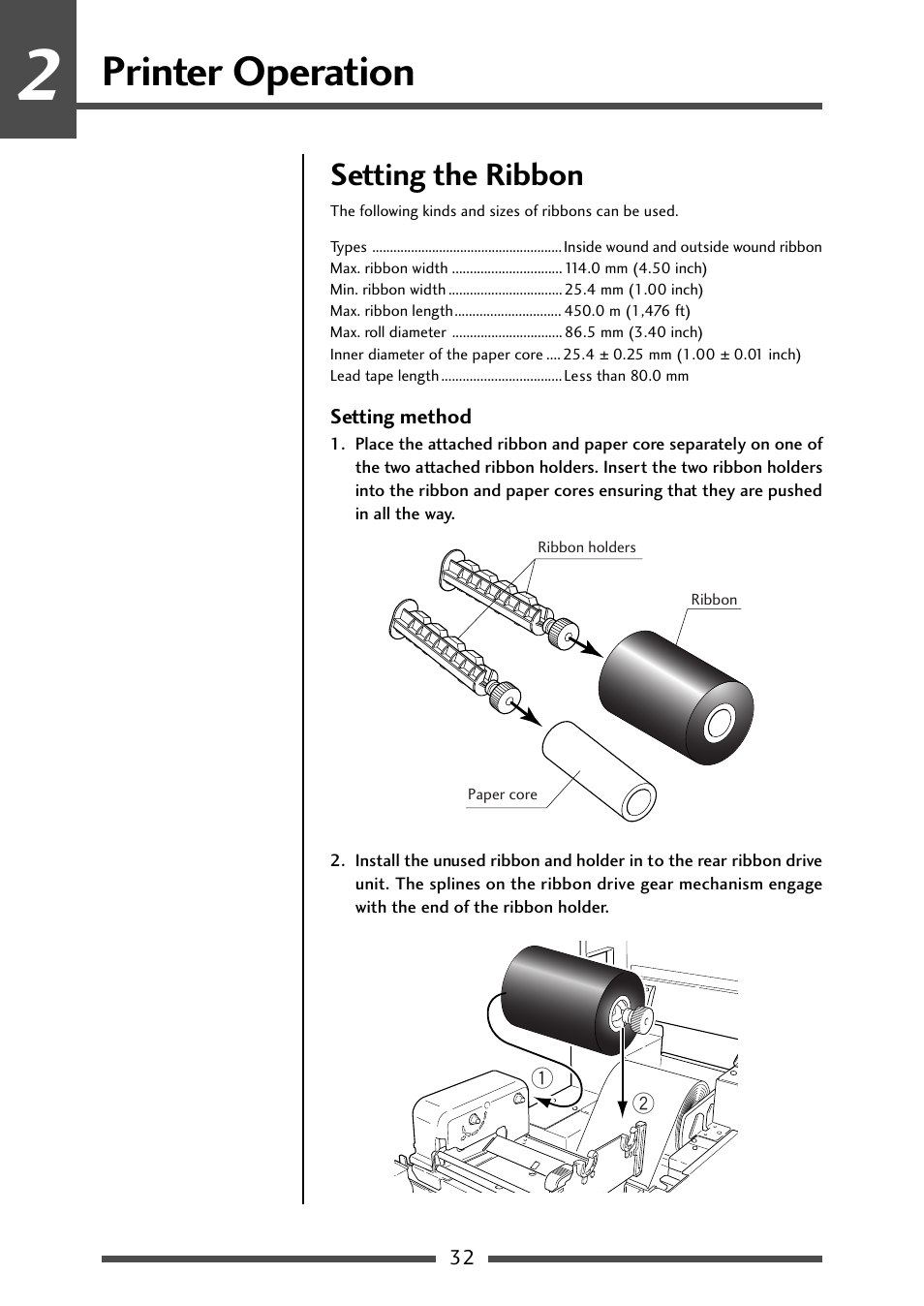 Setting the ribbon, Setting method, Printer operation | CITIZEN CL-S700 User Manual | Page 32 / 80