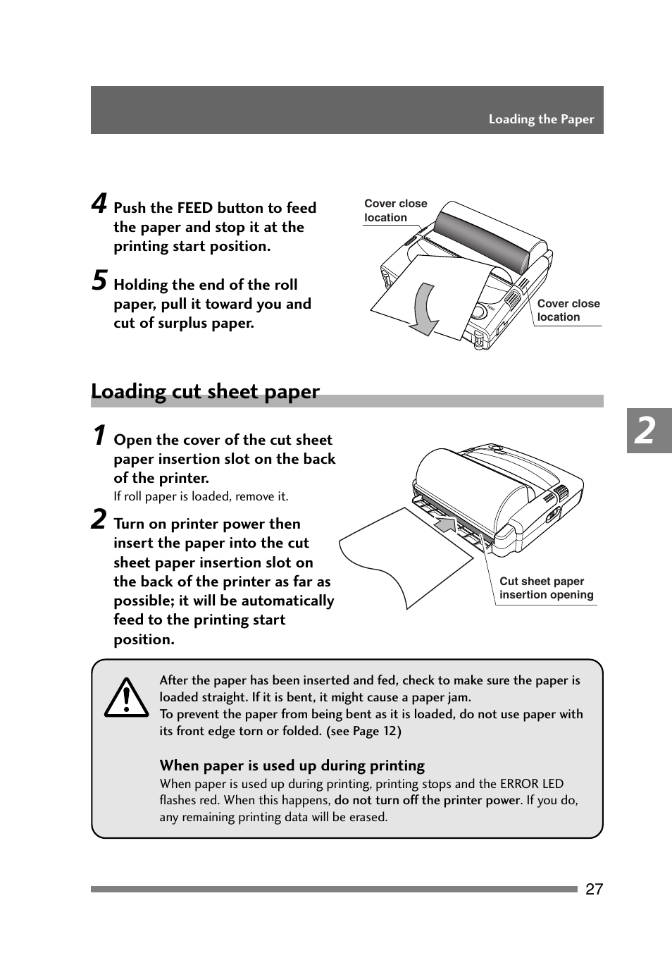 Loading cut sheet paper | CITIZEN PD-24 User Manual | Page 27 / 56