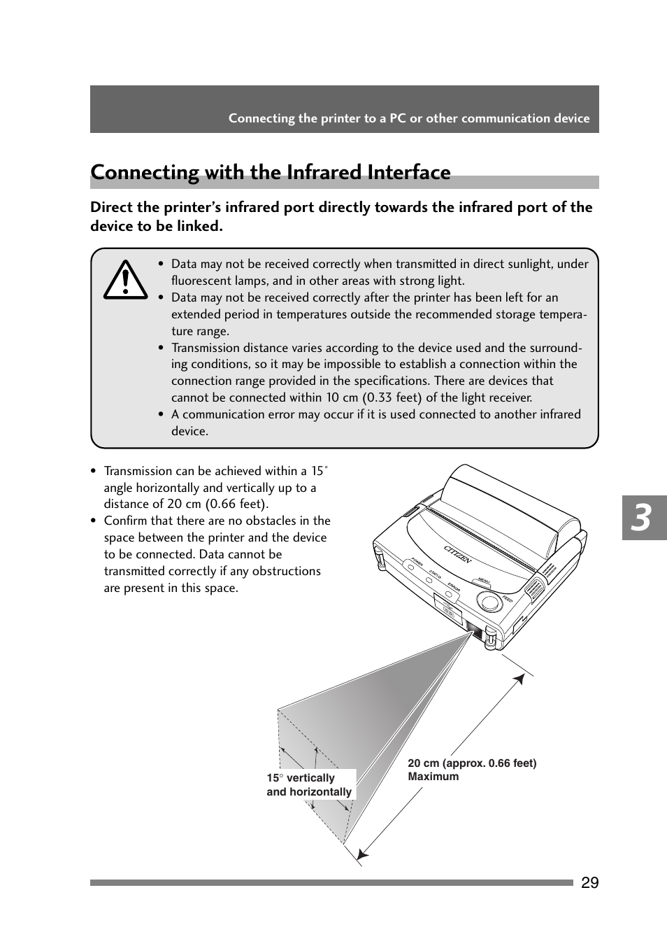 Connecting with the infrared interface | CITIZEN PD-24 User Manual | Page 29 / 56