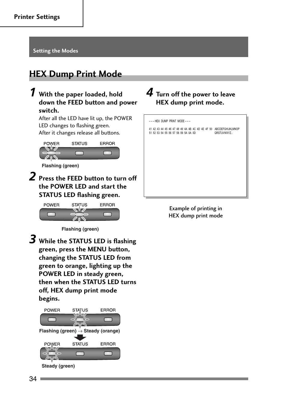 Hex dump print mode | CITIZEN PD-24 User Manual | Page 34 / 56