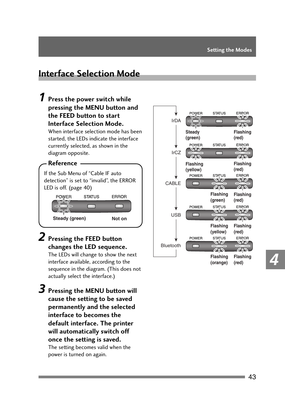 Interface selection mode | CITIZEN PD-24 User Manual | Page 43 / 56