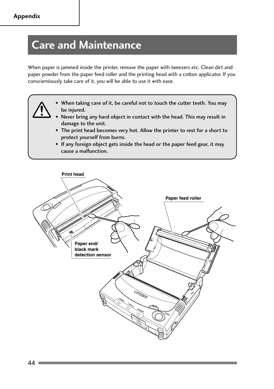 Chapter5, Care and maintenance | CITIZEN PD-24 User Manual | Page 44 / 56