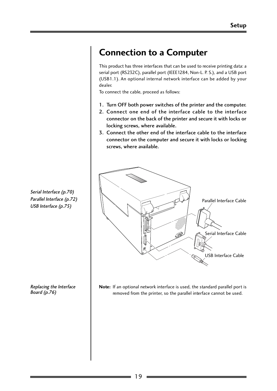 Connection to a computer | CITIZEN CL-S700R User Manual | Page 19 / 80