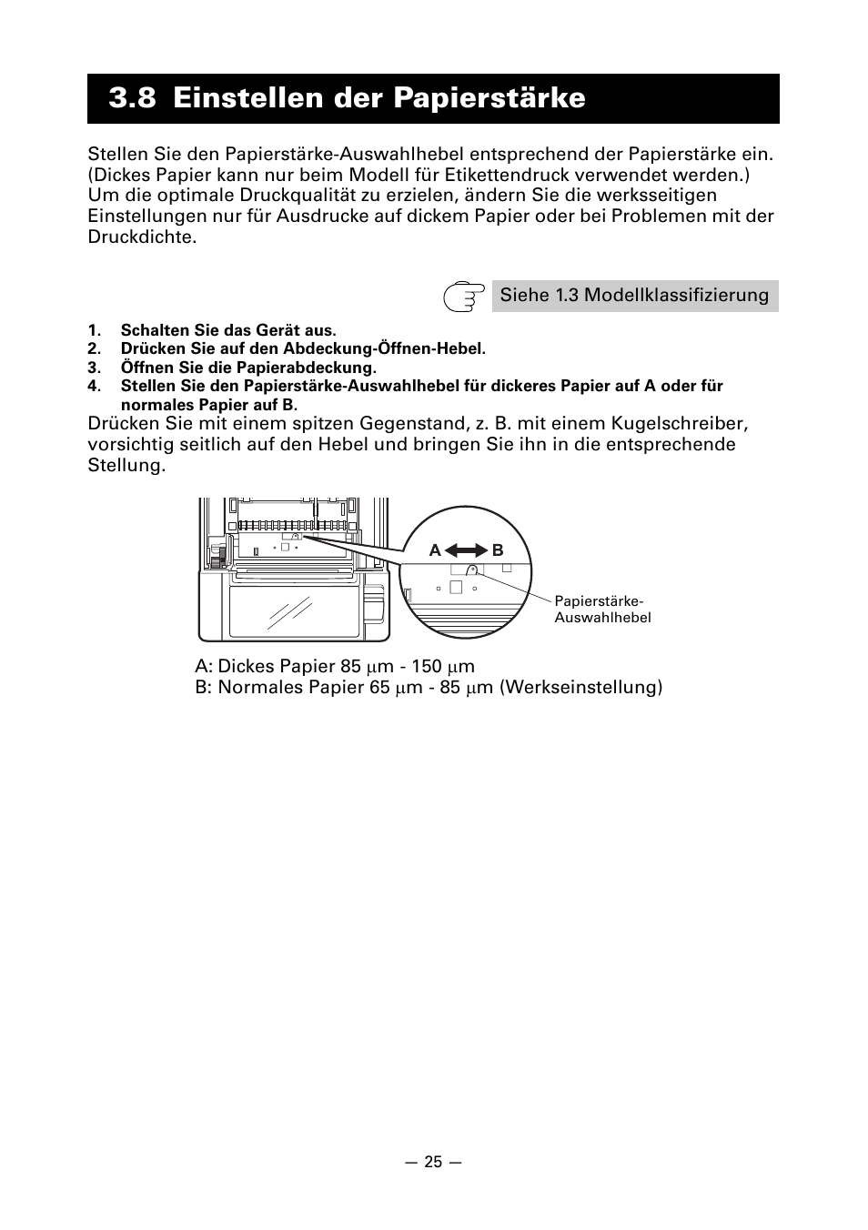 8 einstellen der papierstärke | CITIZEN LINE THERMAL PRINTER CT-S601 User Manual | Page 115 / 220