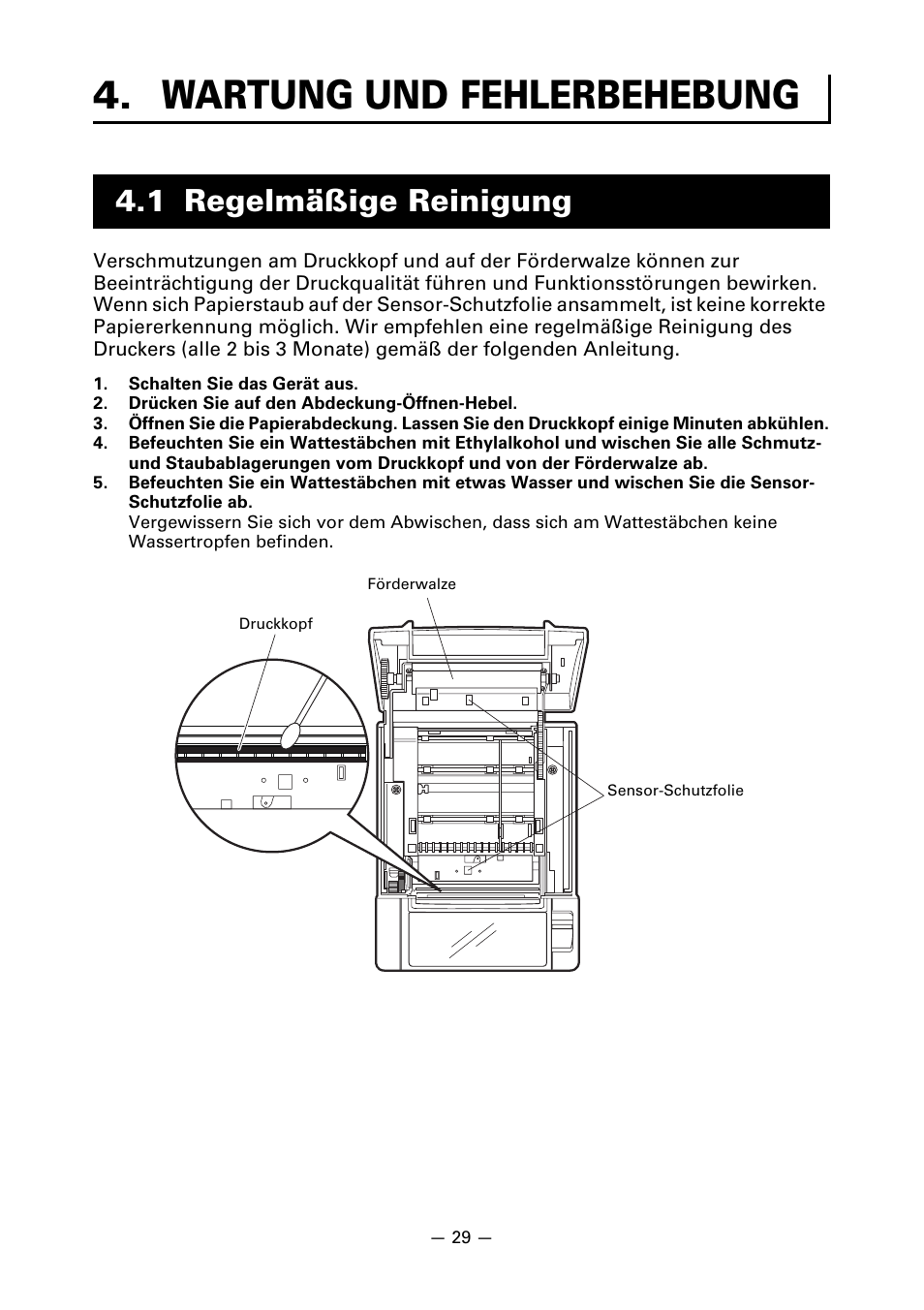 Wartung und fehlerbehebung, 1 regelmäßige reinigung | CITIZEN LINE THERMAL PRINTER CT-S601 User Manual | Page 119 / 220