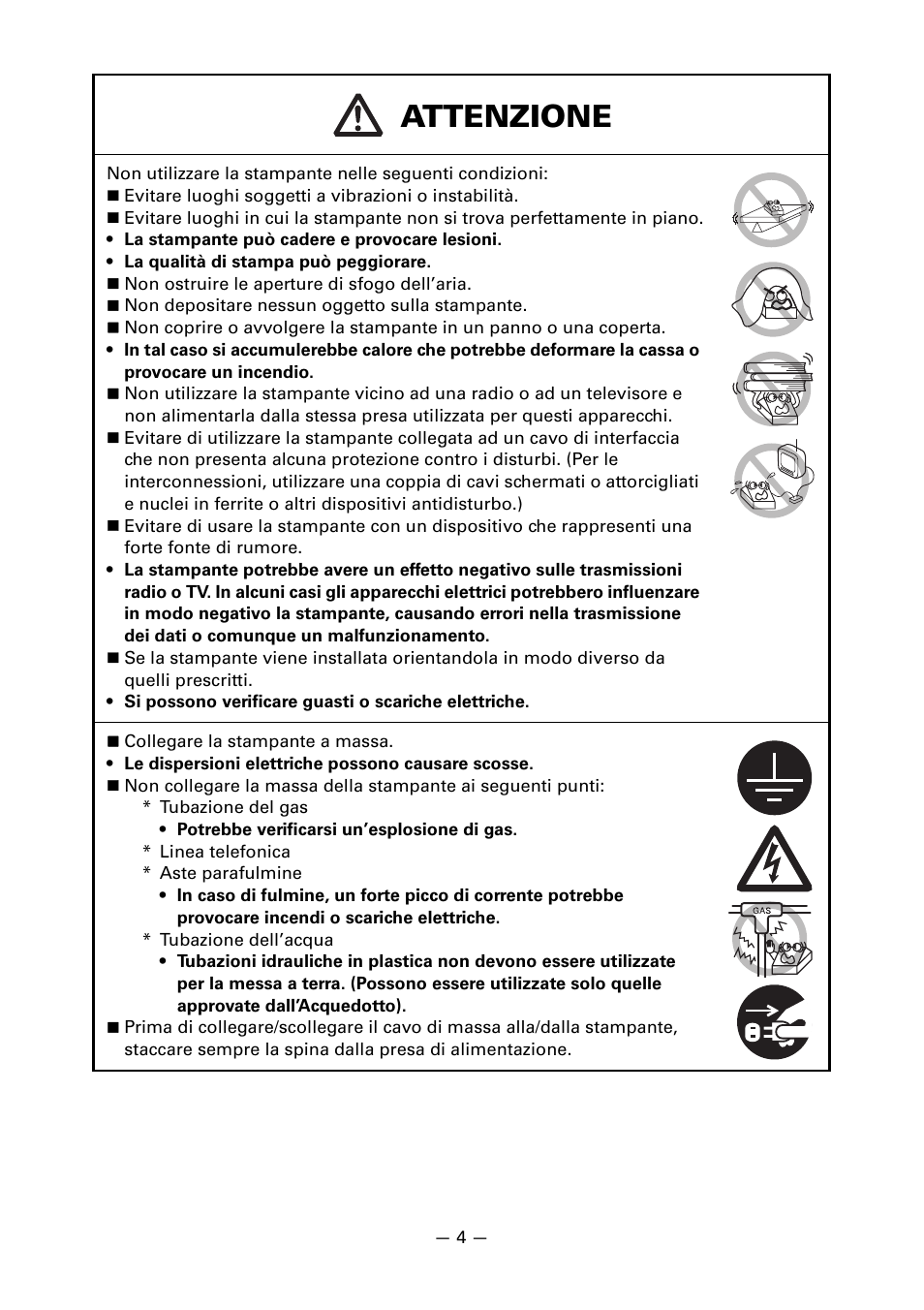 Attenzione | CITIZEN LINE THERMAL PRINTER CT-S601 User Manual | Page 137 / 220