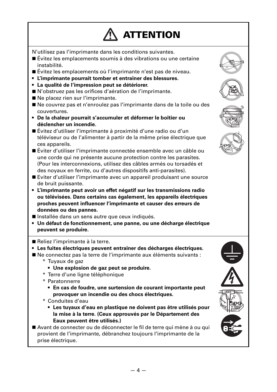 Attention | CITIZEN LINE THERMAL PRINTER CT-S601 User Manual | Page 51 / 220