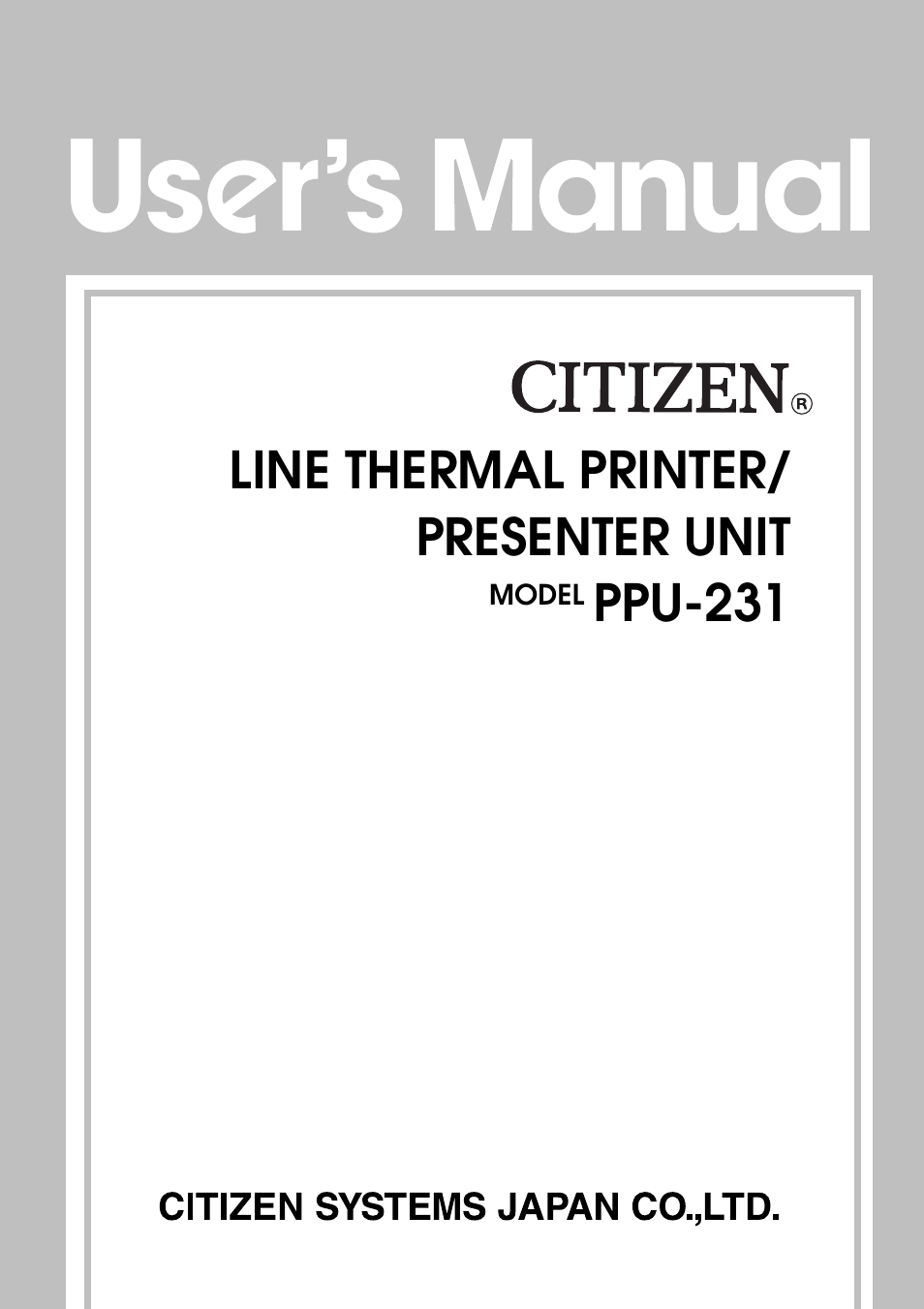 CITIZEN PPU-231 User Manual | 100 pages