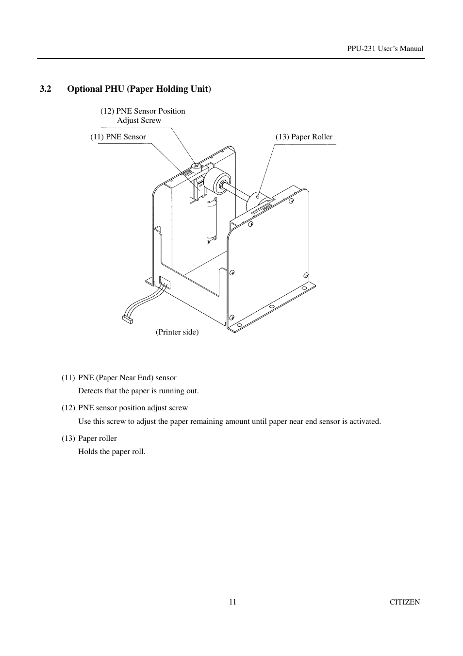 2 optional phu (paper holding unit) | CITIZEN PPU-231 User Manual | Page 24 / 100