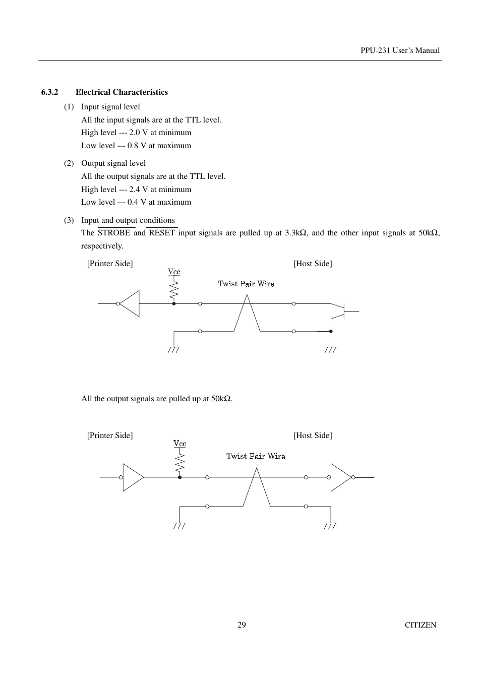 2 electrical characteristics | CITIZEN PPU-231 User Manual | Page 42 / 100