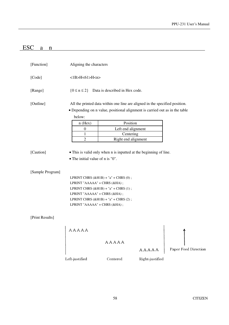 Esc a n | CITIZEN PPU-231 User Manual | Page 71 / 100
