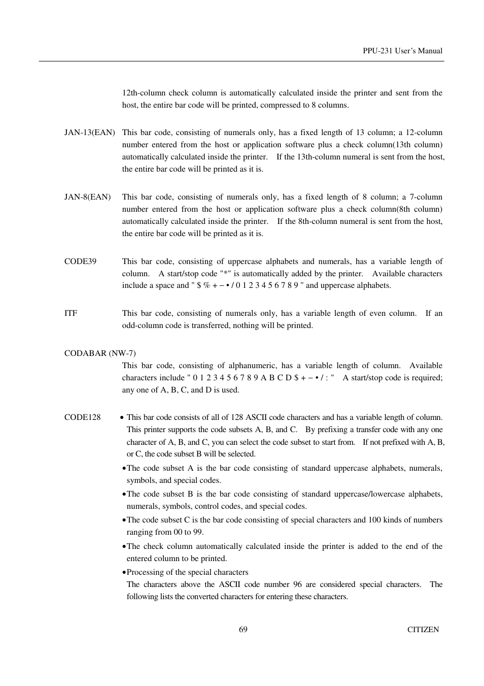 CITIZEN PPU-231 User Manual | Page 82 / 100