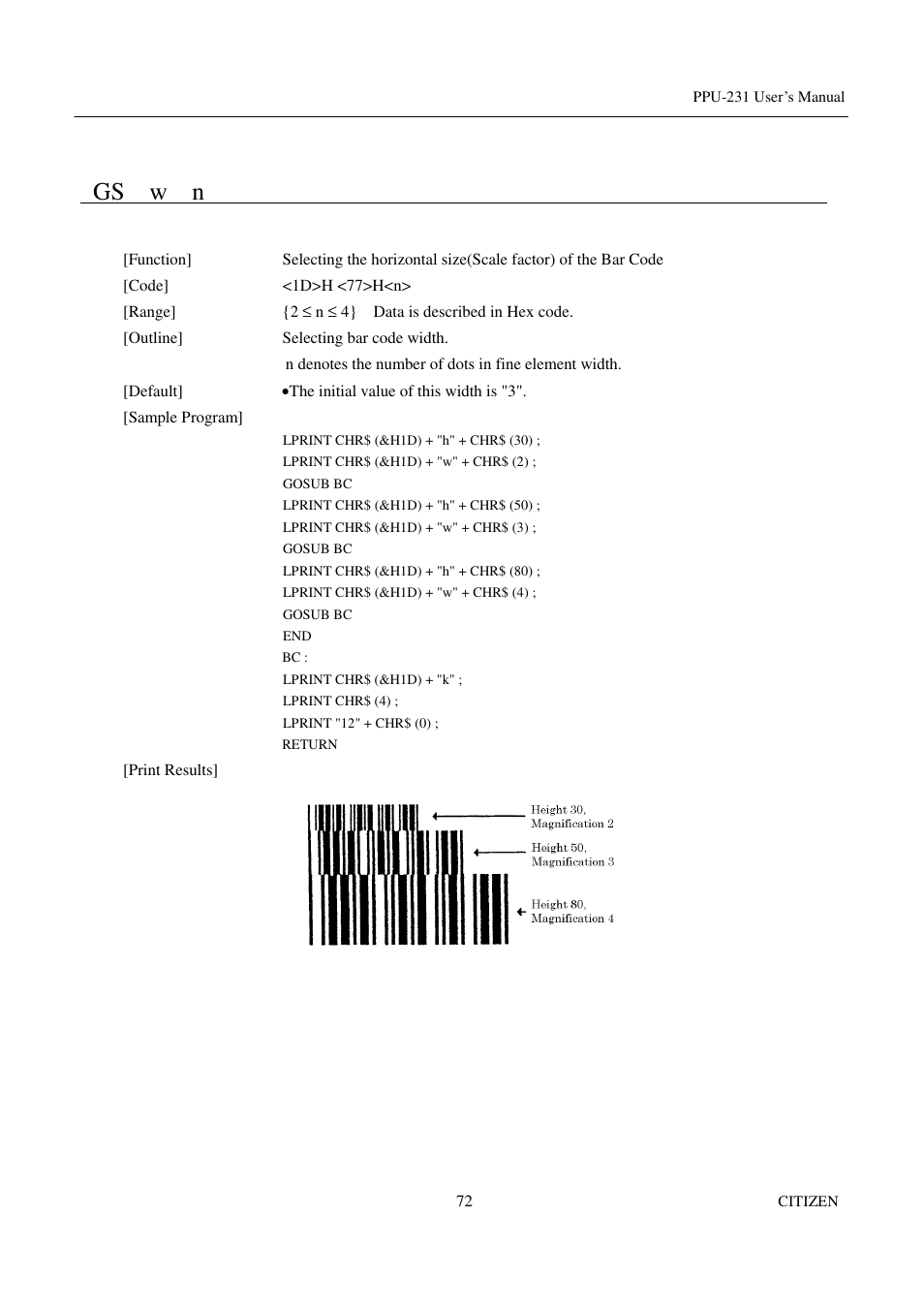 Gs w n | CITIZEN PPU-231 User Manual | Page 85 / 100