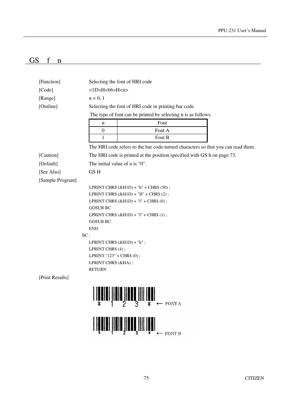 Gs f n | CITIZEN PPU-231 User Manual | Page 88 / 100