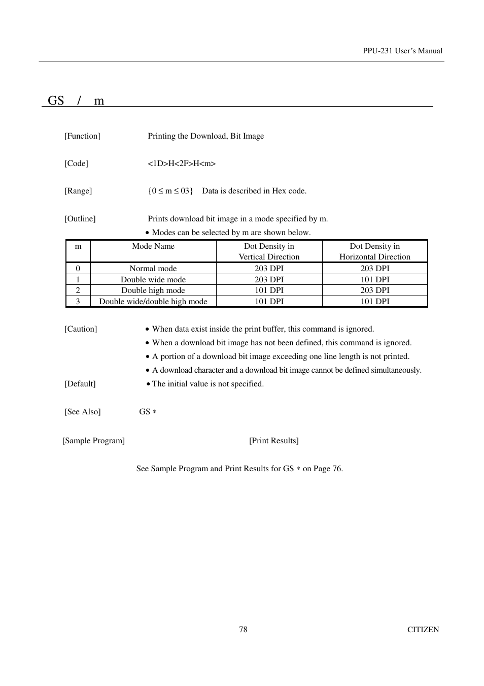 Gs / m | CITIZEN PPU-231 User Manual | Page 91 / 100