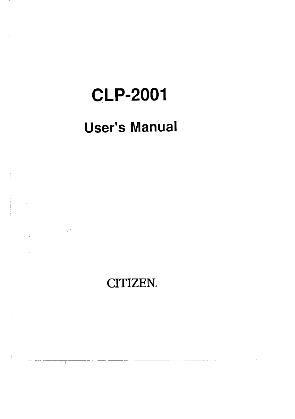 CITIZEN CLP-2001 User Manual | 68 pages
