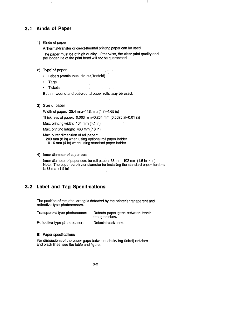 1 kinds of paper, 2 label and tag specifications | CITIZEN CLP-2001 User Manual | Page 30 / 68