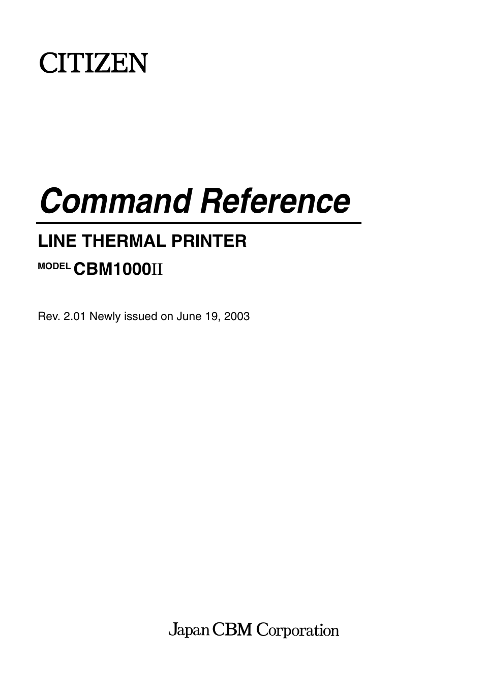 CITIZEN CBM1000II User Manual | 112 pages