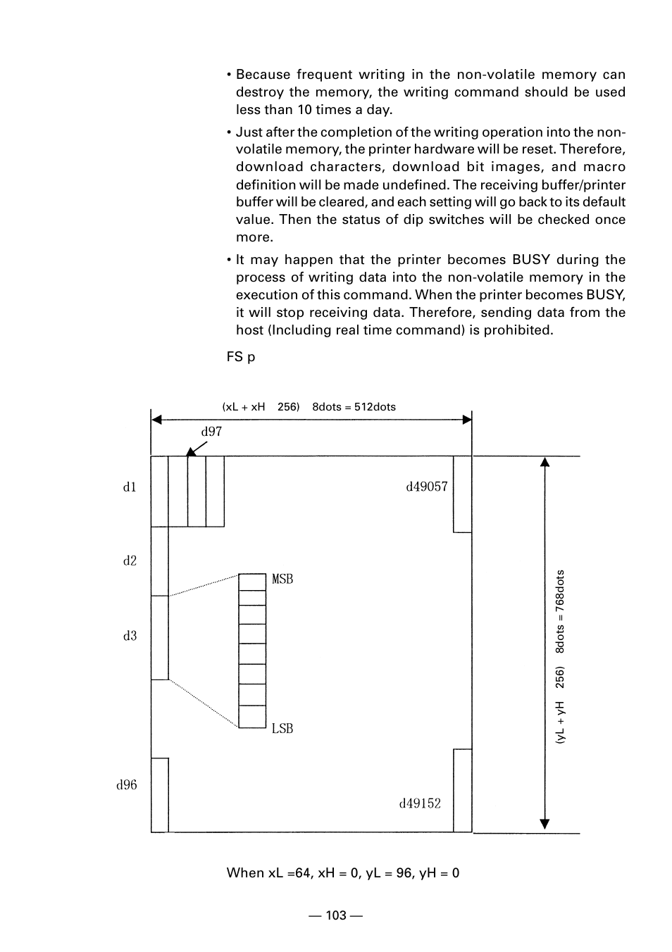 Caution, Related commands, Example | CITIZEN CBM1000II User Manual | Page 105 / 112