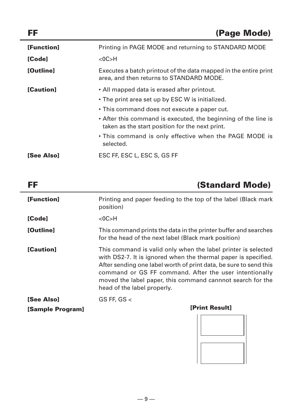 Ff (standard mode), Ff (page mode) | CITIZEN CBM1000II User Manual | Page 11 / 112