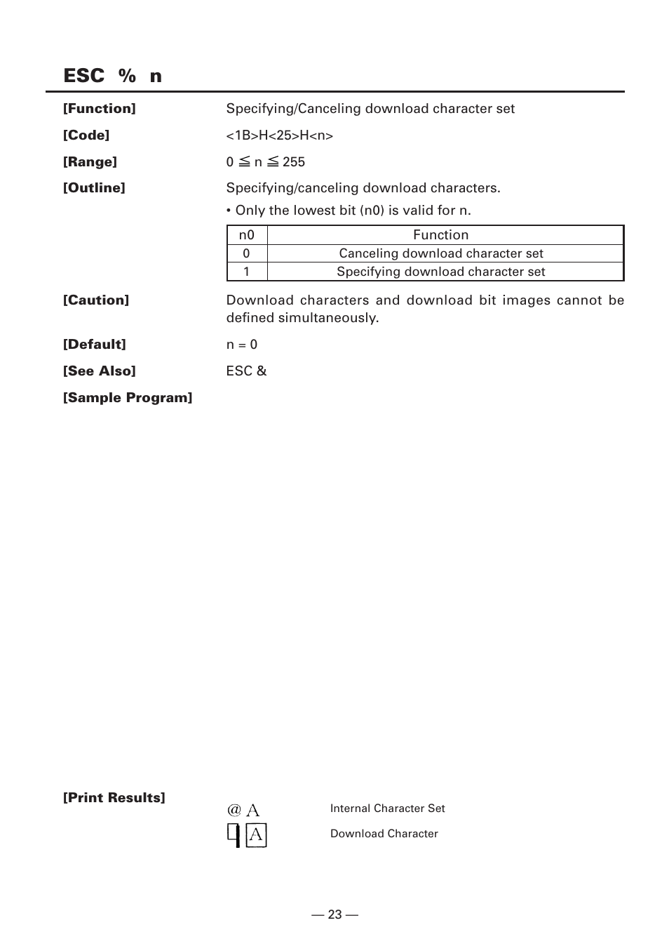 Esc % n | CITIZEN CBM1000II User Manual | Page 25 / 112