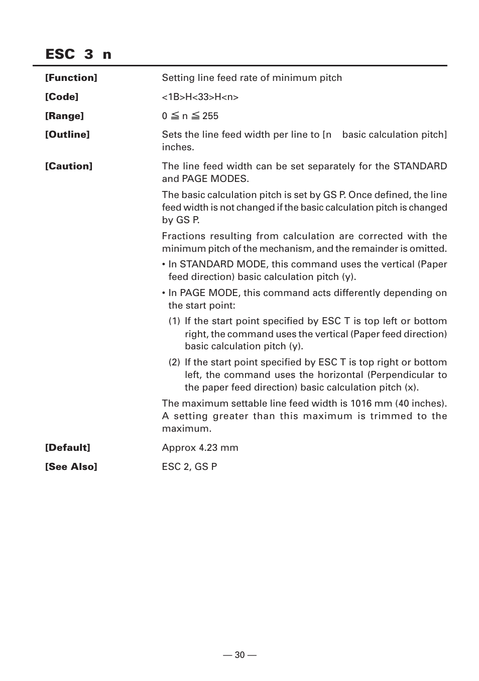 Esc 3 n | CITIZEN CBM1000II User Manual | Page 32 / 112