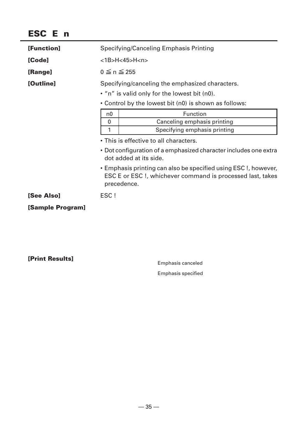 Esc e n | CITIZEN CBM1000II User Manual | Page 37 / 112