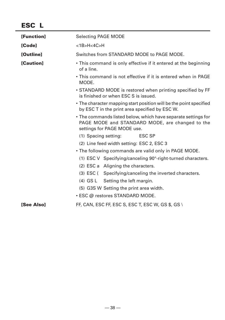 Esc l | CITIZEN CBM1000II User Manual | Page 40 / 112