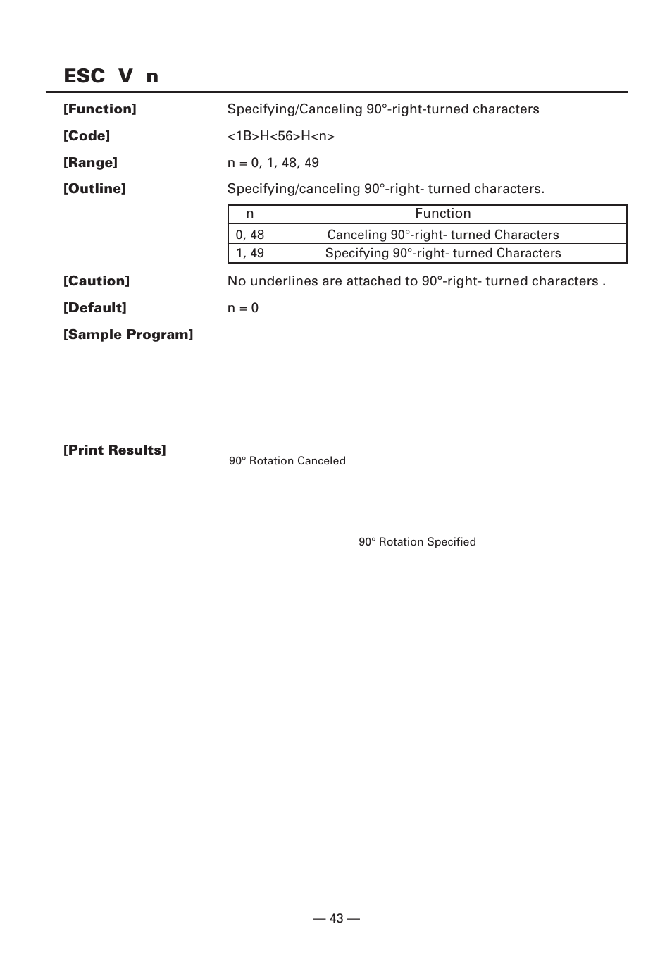 Esc v n | CITIZEN CBM1000II User Manual | Page 45 / 112