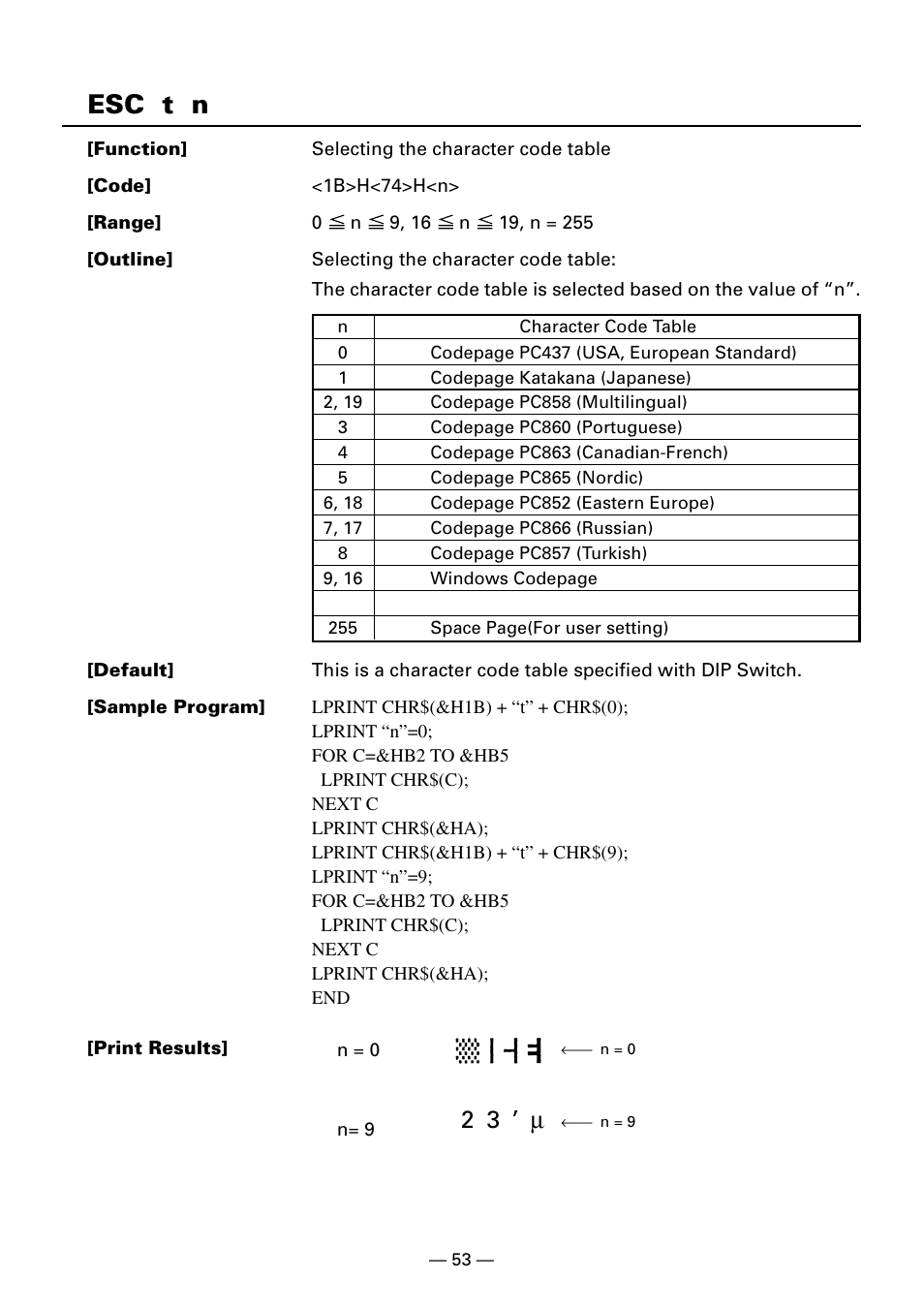 Esc t n, 2 3 ’ µ | CITIZEN CBM1000II User Manual | Page 55 / 112