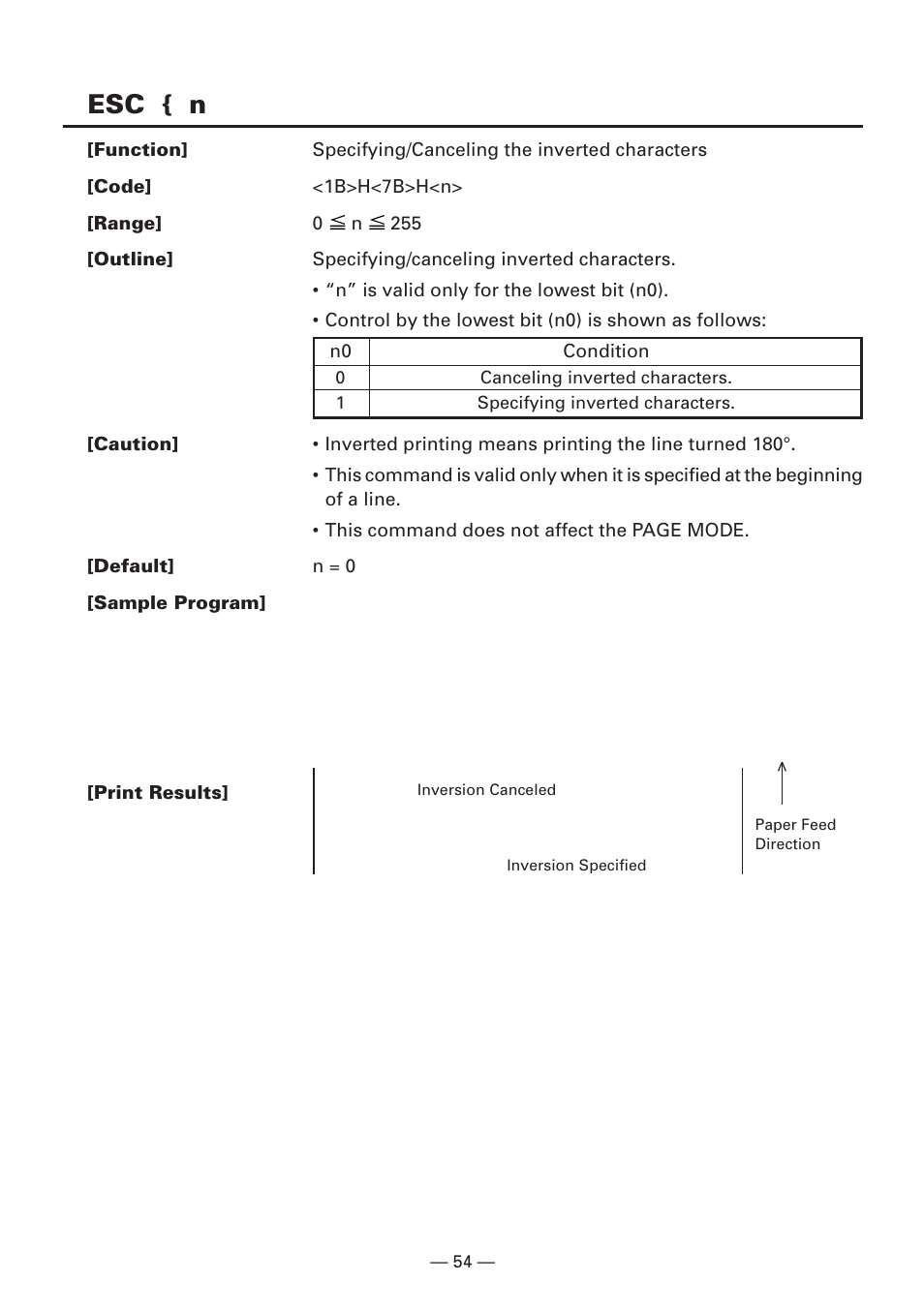 Esc { n | CITIZEN CBM1000II User Manual | Page 56 / 112