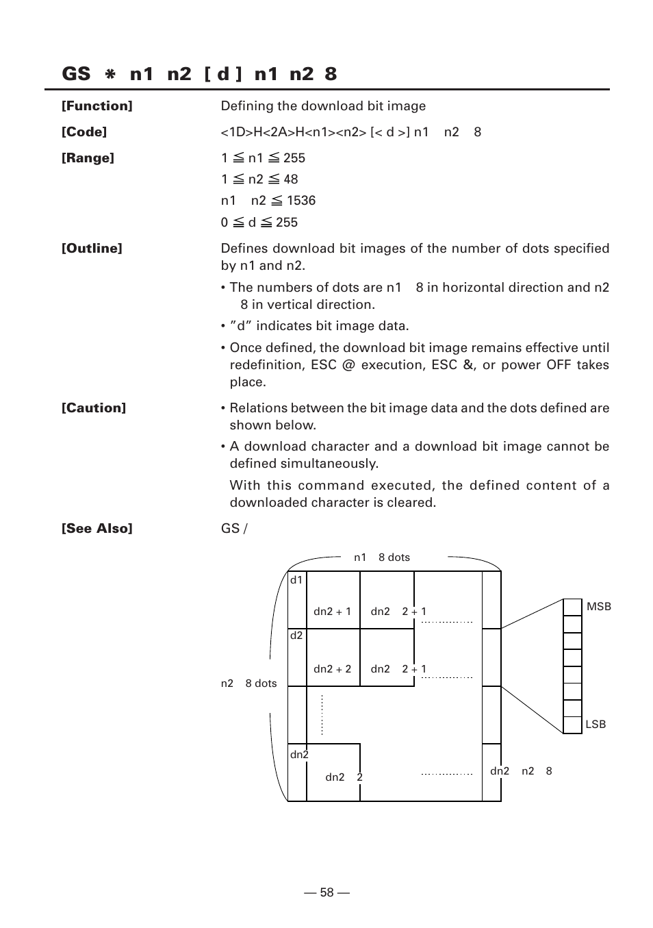 Gs * n1 n2 [ d ] n1xn2x8 | CITIZEN CBM1000II User Manual | Page 60 / 112