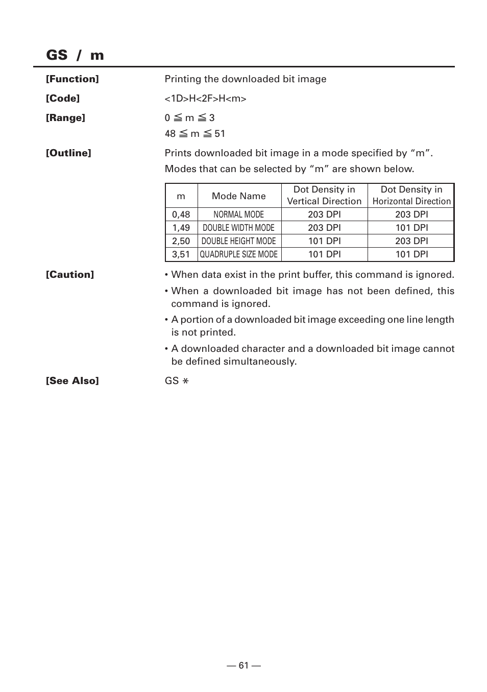 Gs / m | CITIZEN CBM1000II User Manual | Page 63 / 112