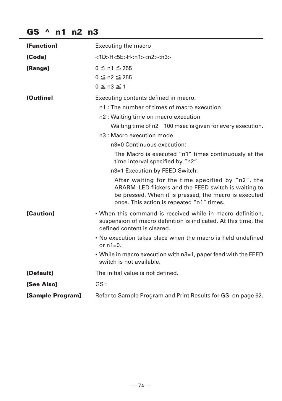 Gs ^ n1 n2 n3 | CITIZEN CBM1000II User Manual | Page 76 / 112