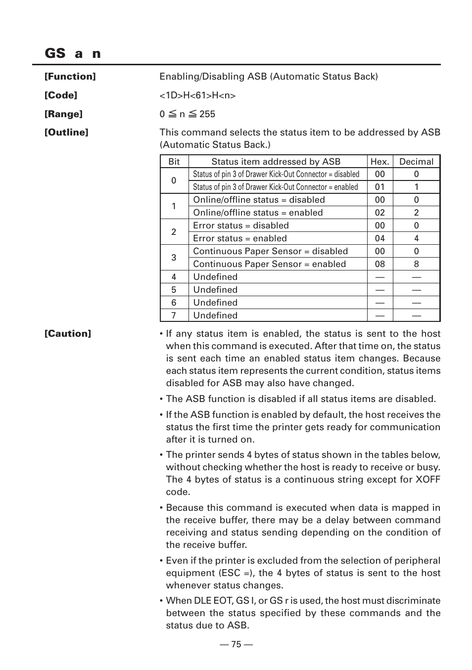 Gs a n | CITIZEN CBM1000II User Manual | Page 77 / 112