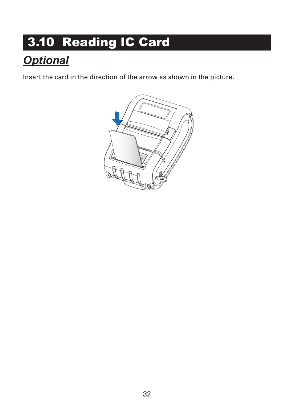 10 reading ic card, Optional | CITIZEN MOBILE THERMAL PRINTER CMP-20 User Manual | Page 32 / 33