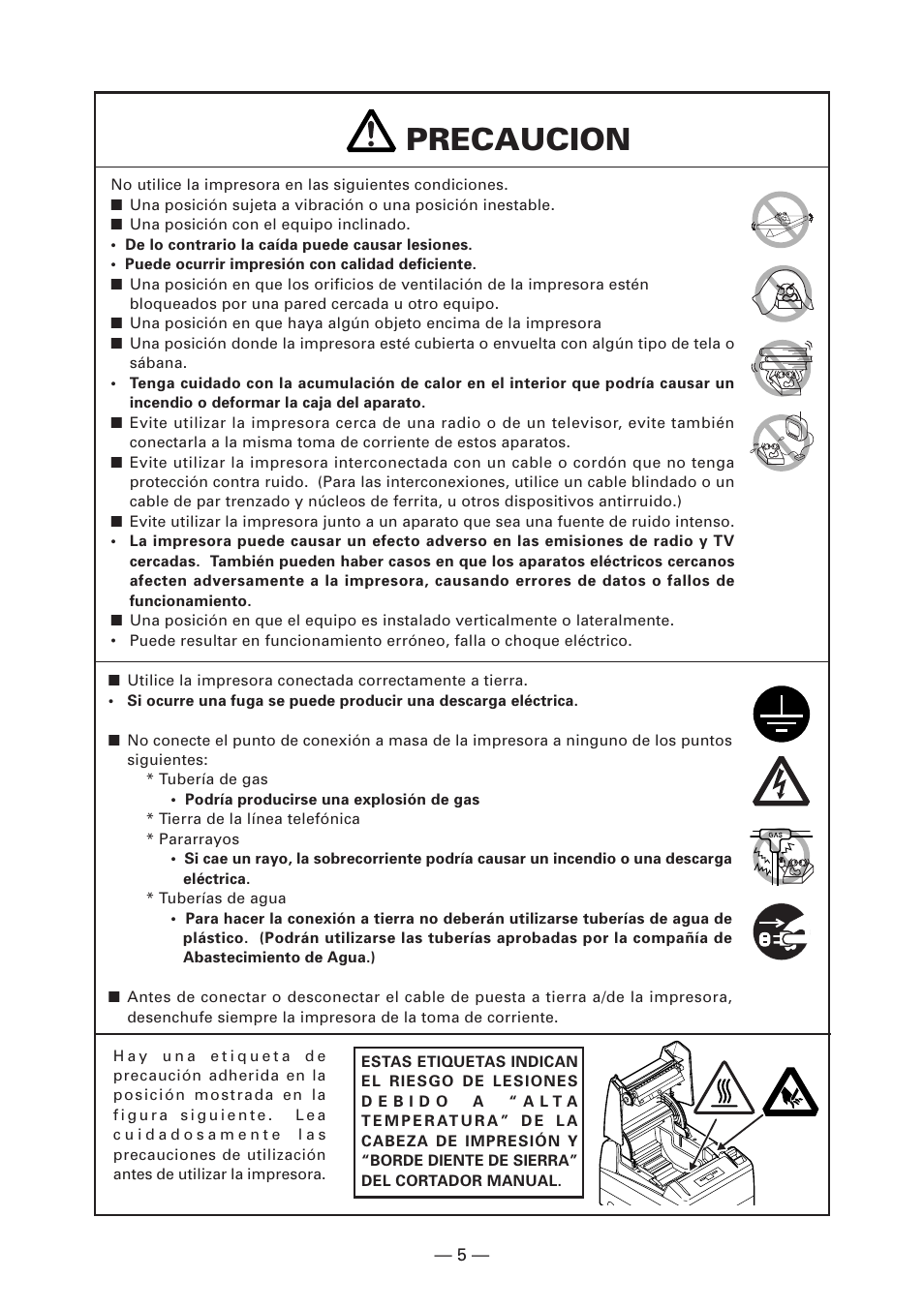 Precaucion | CITIZEN CT-S4000DC User Manual | Page 112 / 136