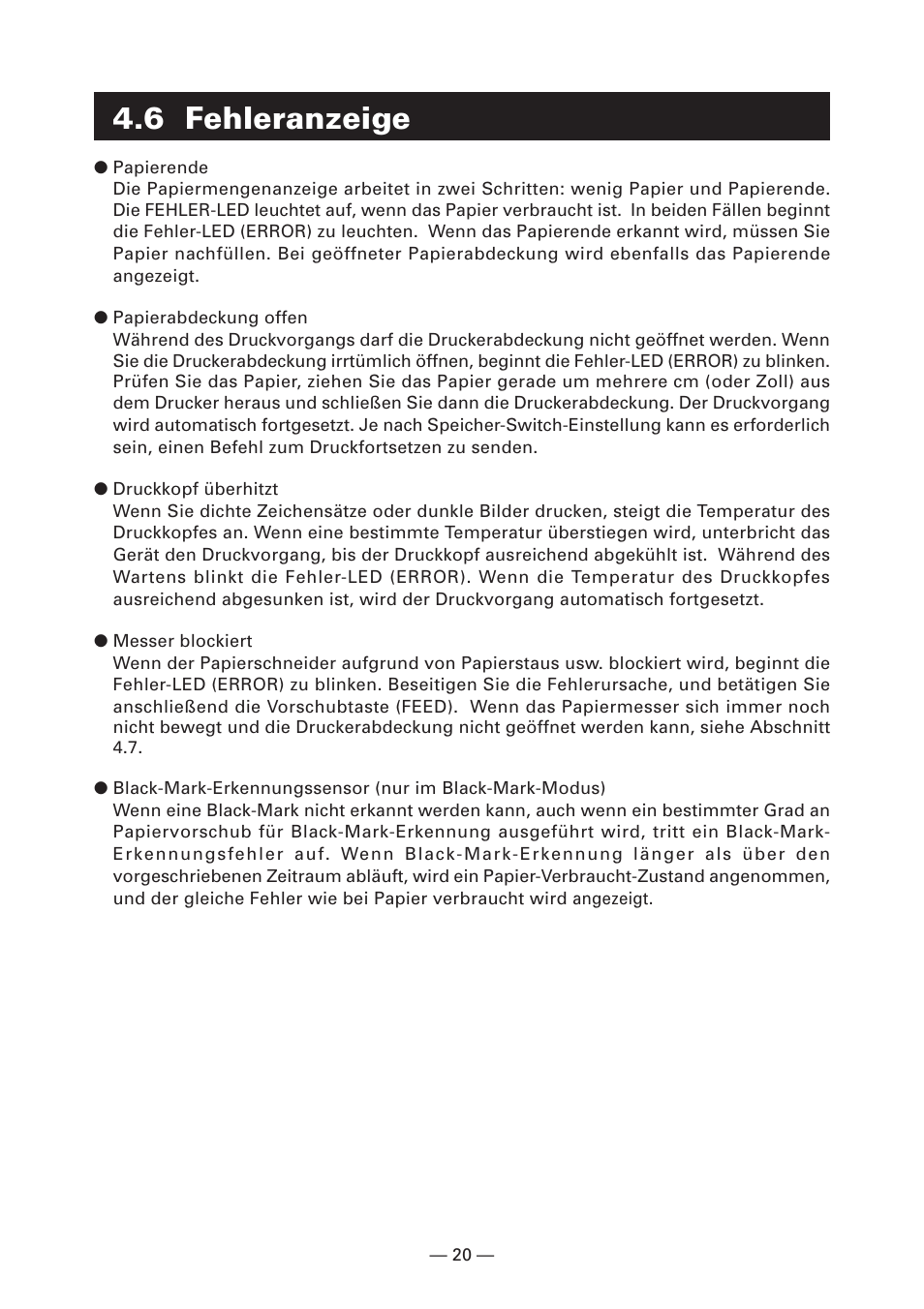 6 fehleranzeige | CITIZEN CT-S4000DC User Manual | Page 75 / 136