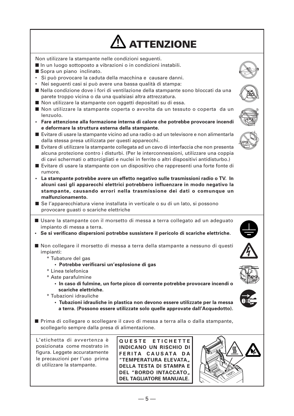 Attenzione | CITIZEN CT-S4000DC User Manual | Page 86 / 136